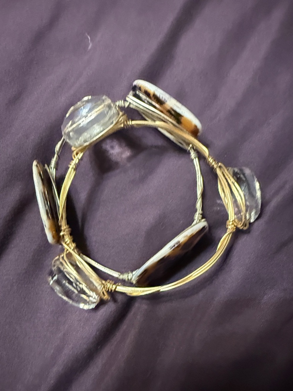 Set of Two Statement Bangle Bracelets - Leopard & Clear Crystal - Picture 6 of 6
